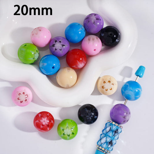 Glitter & Layered Flower Round Acrylic Bracelet Beads 20MM Random Mix