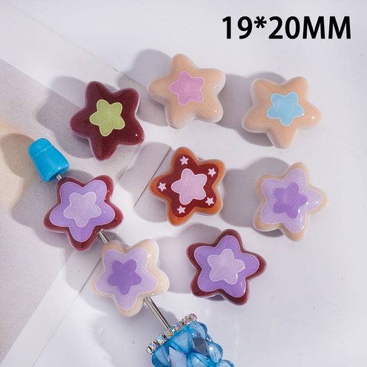Five Pointed Star Series Acrylic Beads, 19*20MM Random Mix