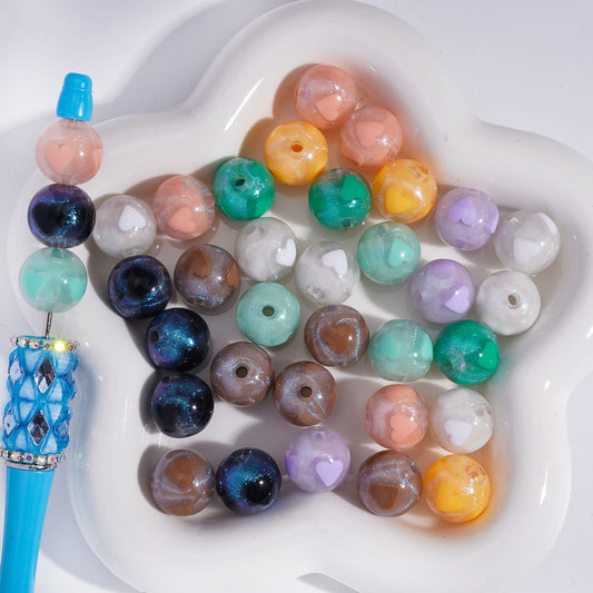 Glittery Heart Inside Round Acrylic Beads, Random Mix, 16MM