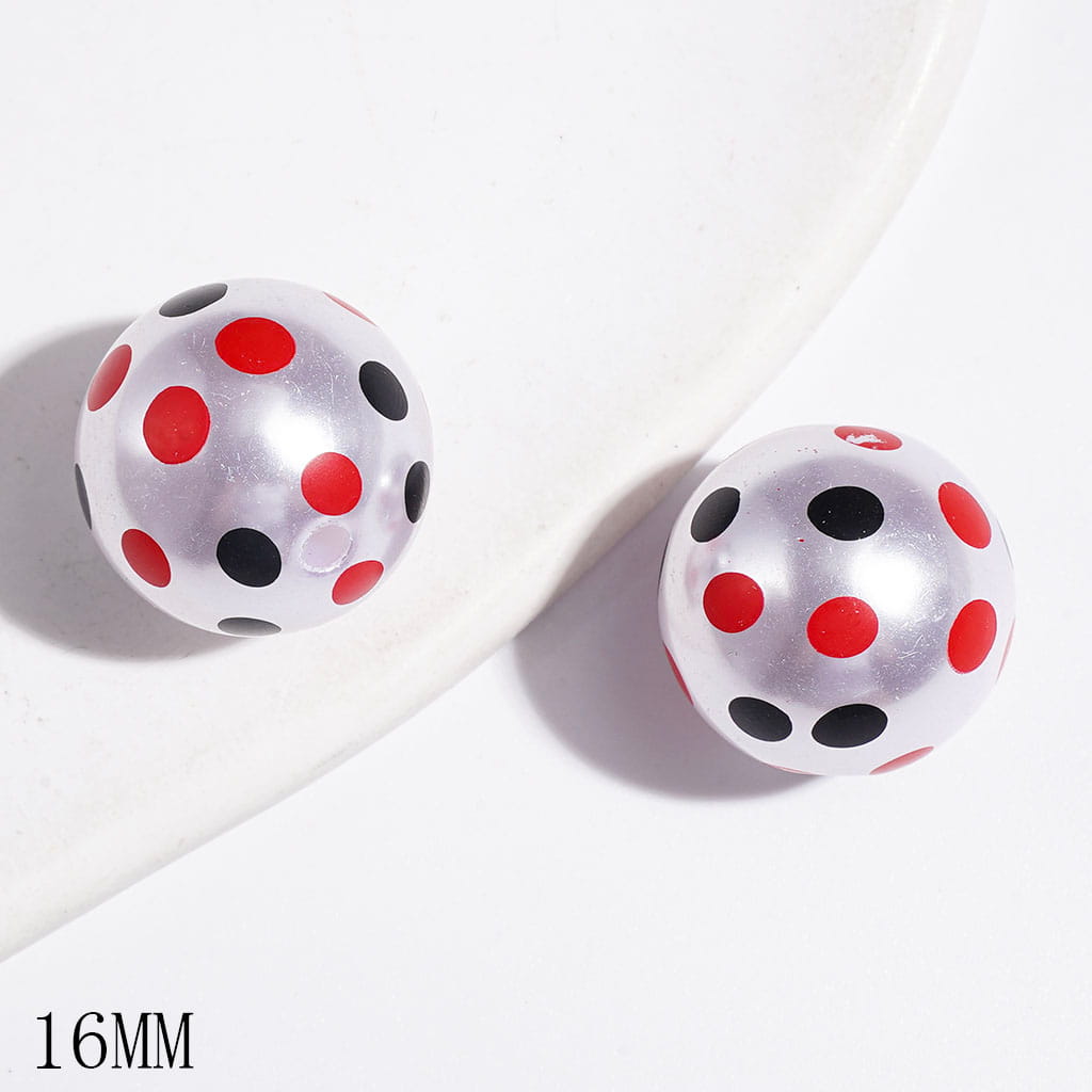 Pearlized Finish Acrylic Beads for Bracelets and Necklets with Polka Dots, 16MM, Multi-Color