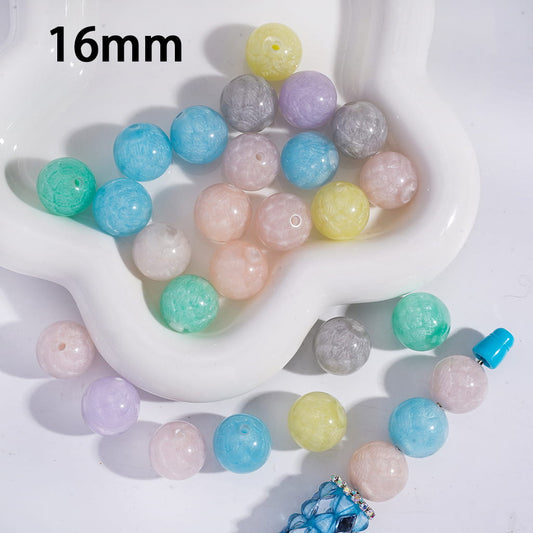 Glittery Lotus Flower Translucent Round Acrylic Bracelet Beads 16MM Random Mix