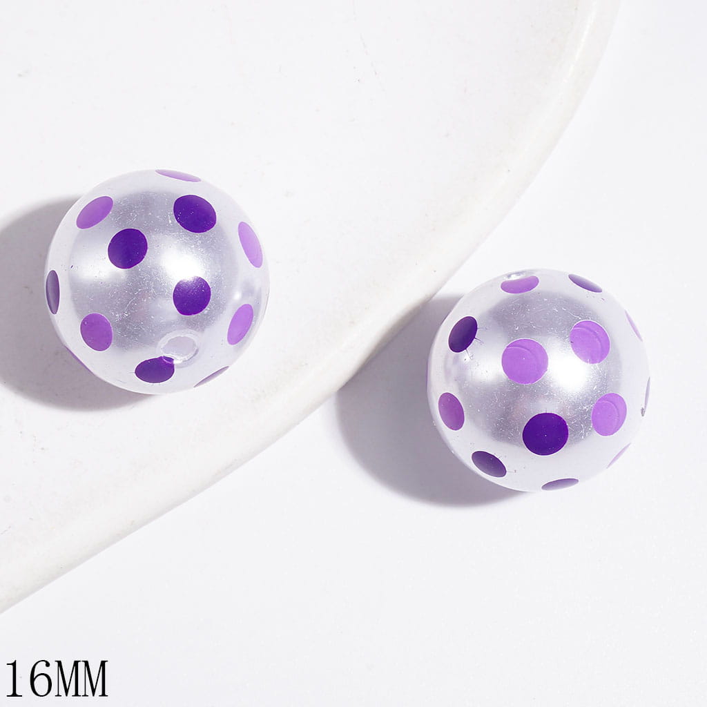 Pearlized Finish Acrylic Beads for Bracelets and Necklets with Polka Dots, 16MM, Multi-Color