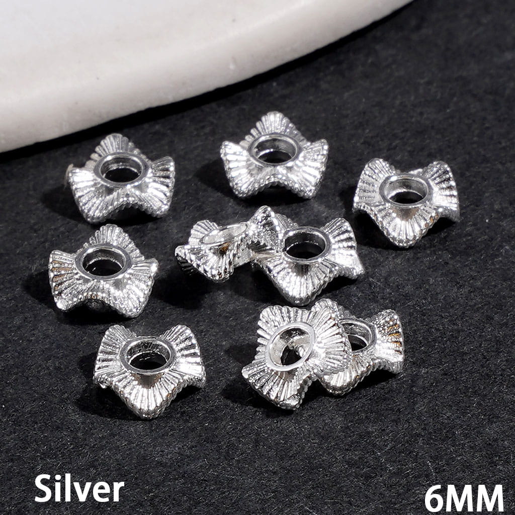 Tiny Wavy-Shaped Lotus Leaf Metal Spacer Beads with Stripes, 6MM, Multi-Color