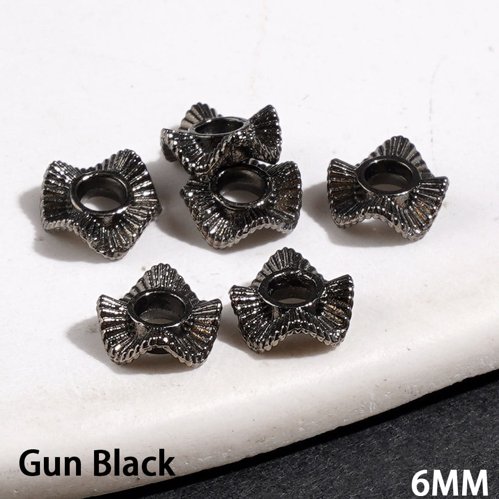 Tiny Wavy-Shaped Lotus Leaf Metal Spacer Beads with Stripes, 6MM, Multi-Color