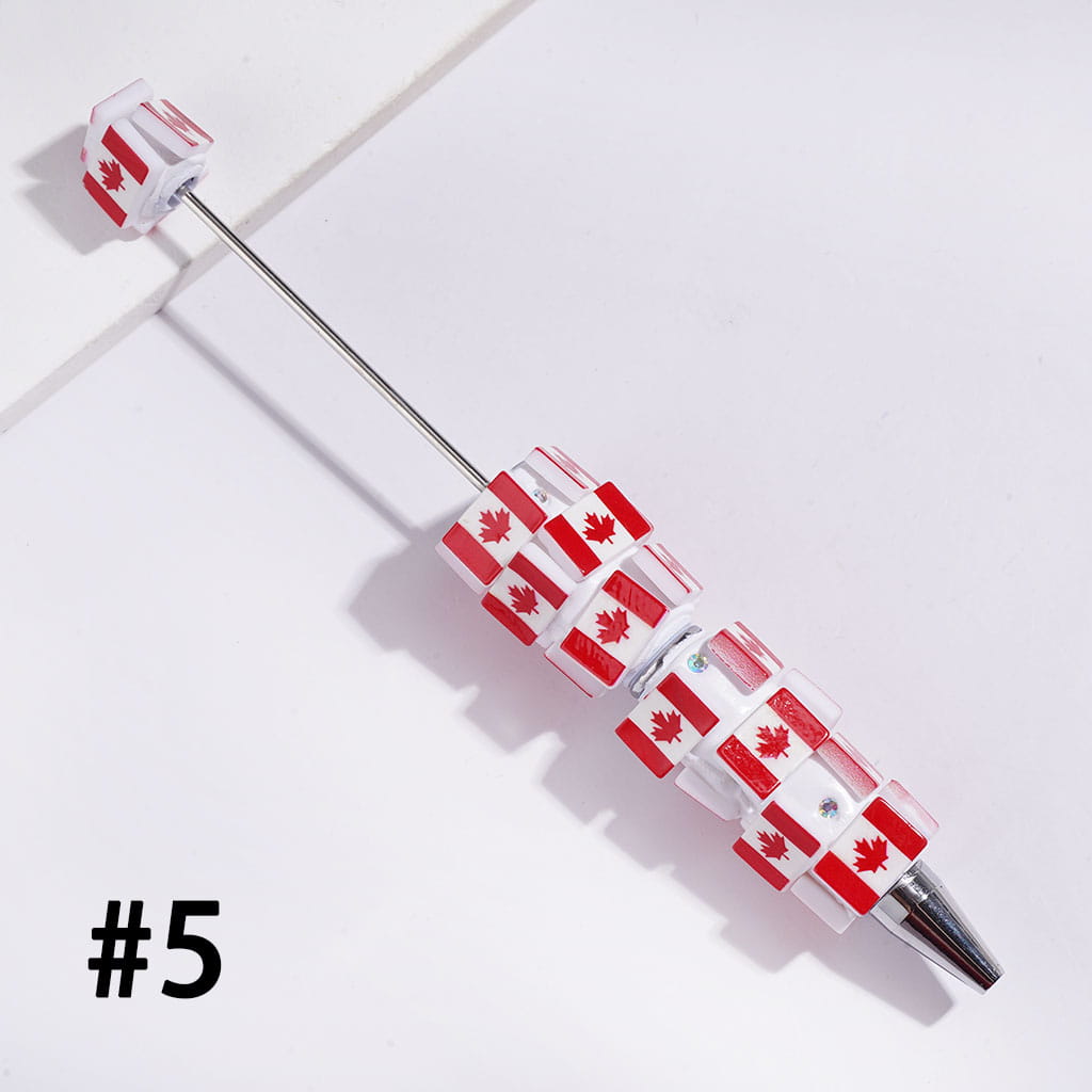 Beadable Clay Pens with Various Countries Flag and AB Rhinestones