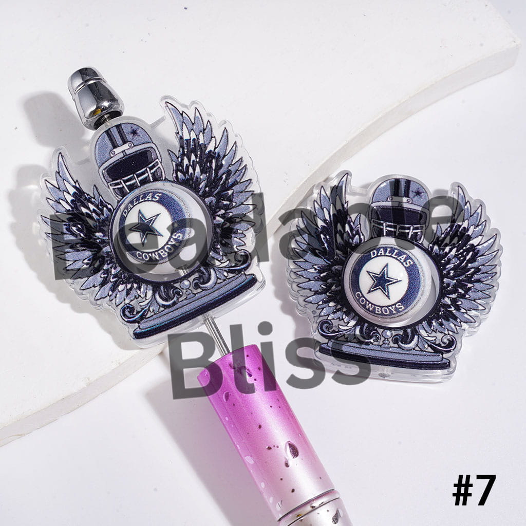 Hollowed Wings with Helmet and American Football Round Beads Collection Set Acrylic Beads (Please Read the Description)