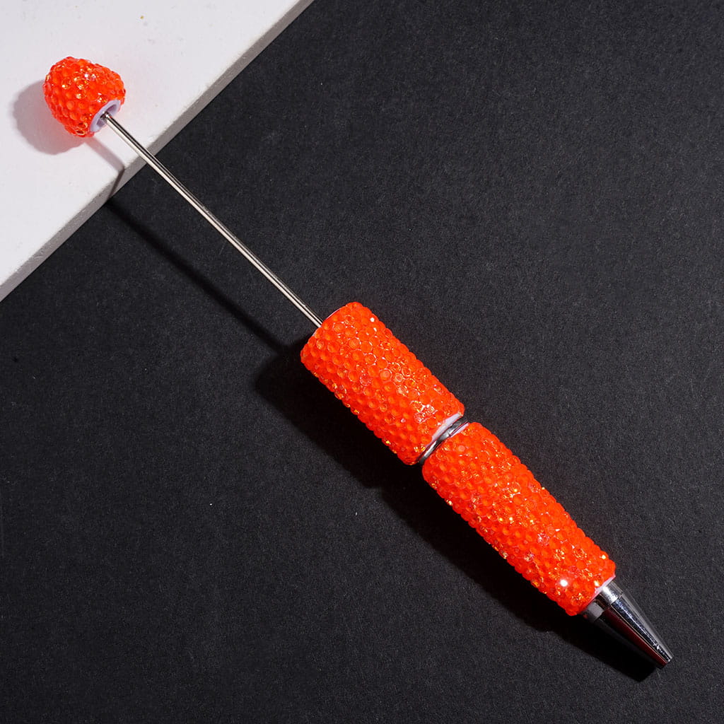 Beadable Clay Pens Luminous with Bling Bling Rhinestones Covering the Entire Pen, Fluorescence Color