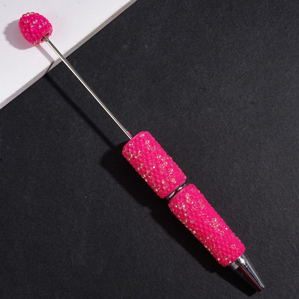 Beadable Clay Pens Luminous with Bling Bling Rhinestones Covering the Entire Pen, Fluorescence Color