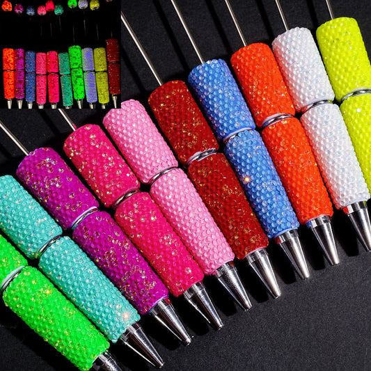 Bling Bling Rhinestones Covering the Entire Pen, Luminous Beadable Clay Pens None Color Random Mix