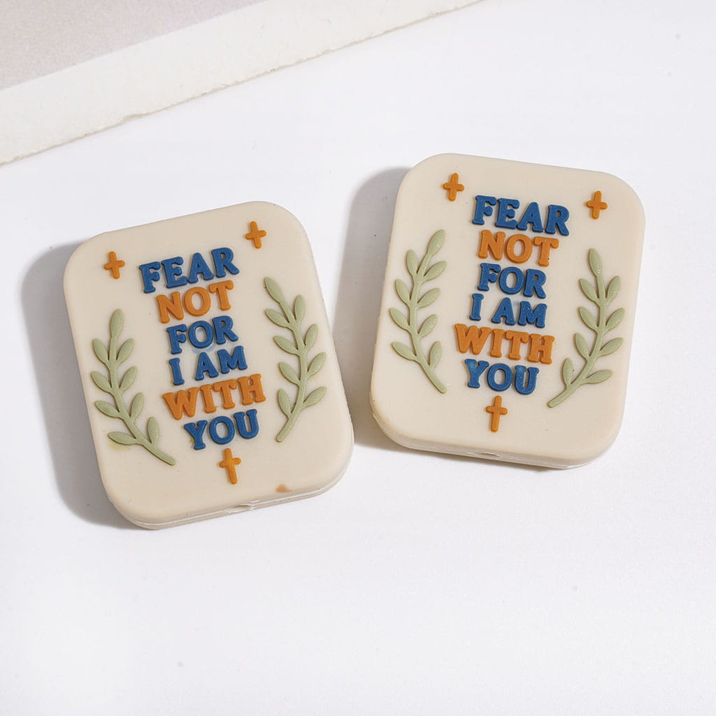 Motivational Message & Flower Design Flat Square, Rectangle, Star & Octagon Shape Silicone Focal Beads