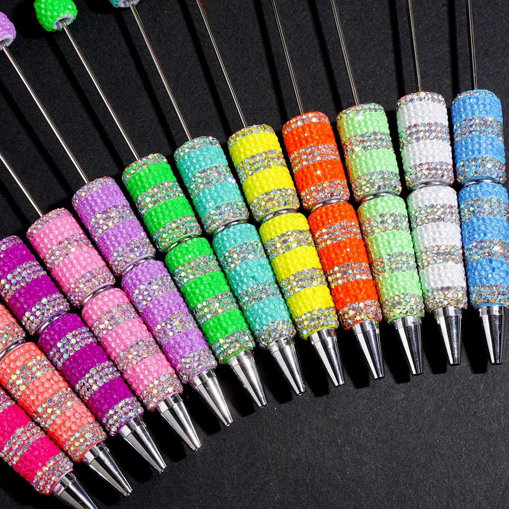 Sparkling Clear & AB Rhinestone Full-Covered Beadable Clay Pens, Multi-Color