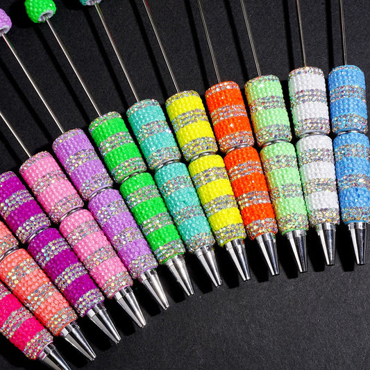 Sparkling Clear & AB Rhinestone Full-Covered Beadable Clay Pens, Multi-Color