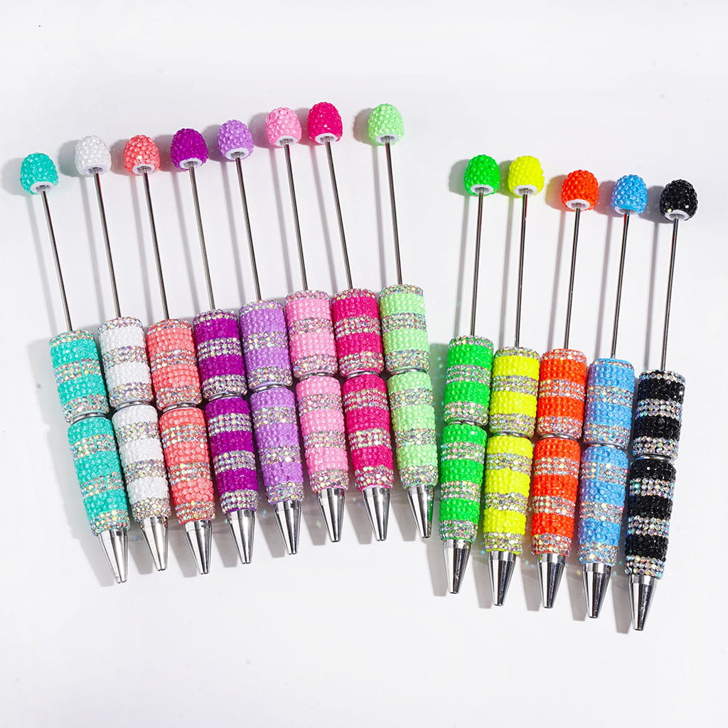 Sparkling Clear & AB Rhinestone Full-Covered Beadable Clay Pens, Multi-Color