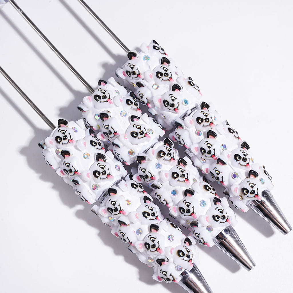 Tongue-Out Puppy Character with Sparkling AB Rhinestones Beadable Clay Pens