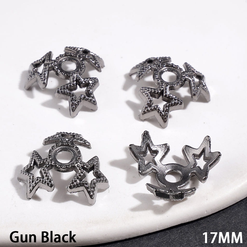 Adorable Hollow Five-Point Star Alloy Beads Cap Cages, 17MM, Multicolor, (They Fit 16MM Beads)