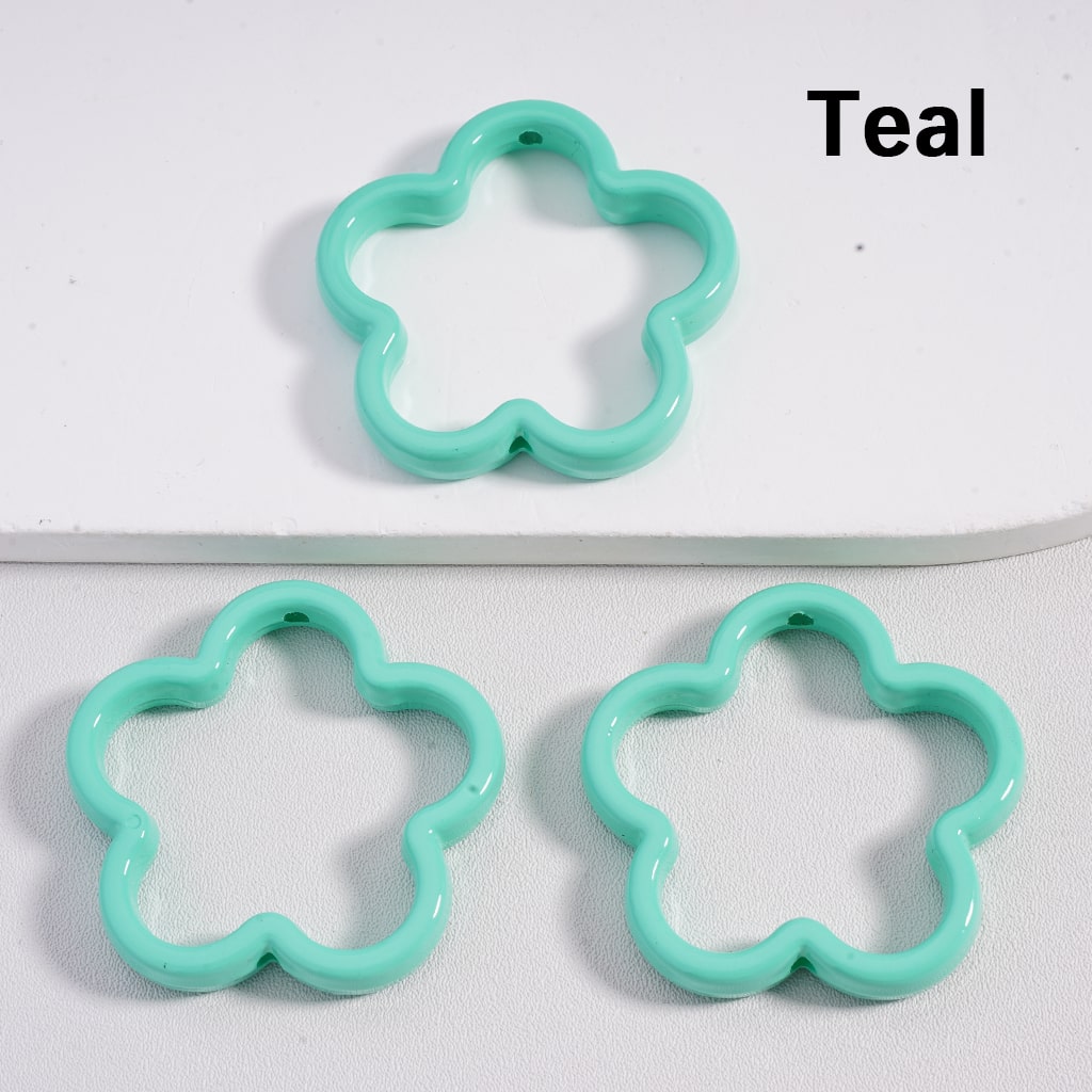 Large Flower Frame Acrylic Beads Multi Color 42MM