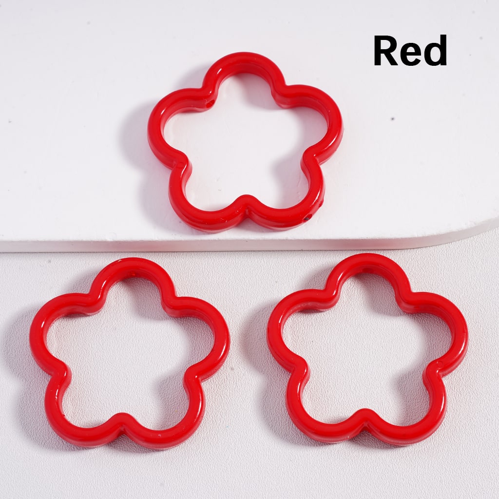 Large Flower Frame Acrylic Beads Multi Color 42MM
