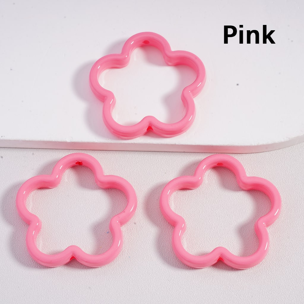 Large Flower Frame Acrylic Beads Multi Color 42MM