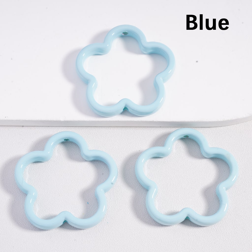 Large Flower Frame Acrylic Beads Multi Color 42MM