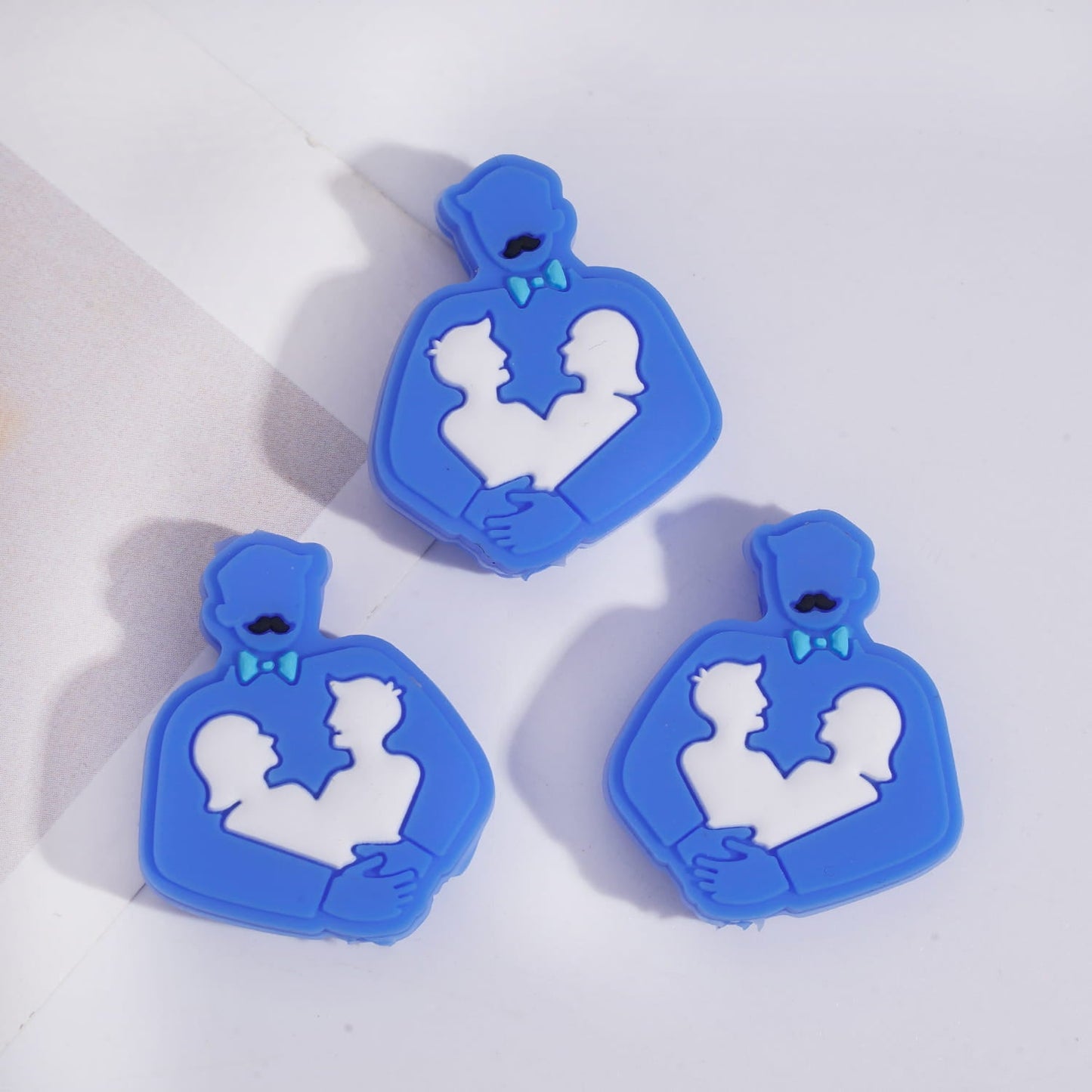 Blue Grandfather with Kids Family Design Silicone Focal Beads