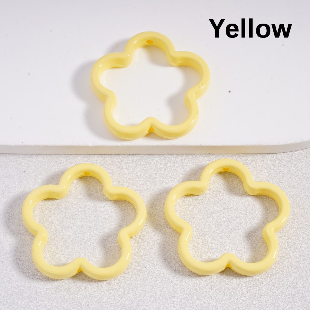 Large Flower Frame Acrylic Beads Multi Color 42MM