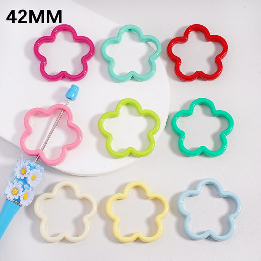 Large Flower Frame Acrylic Beads Multi Color 42MM