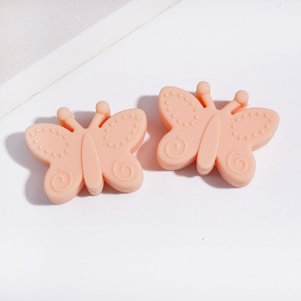 Silicone Beads Butterfly with Opening Wings, Multi-Color, 22*29MM
