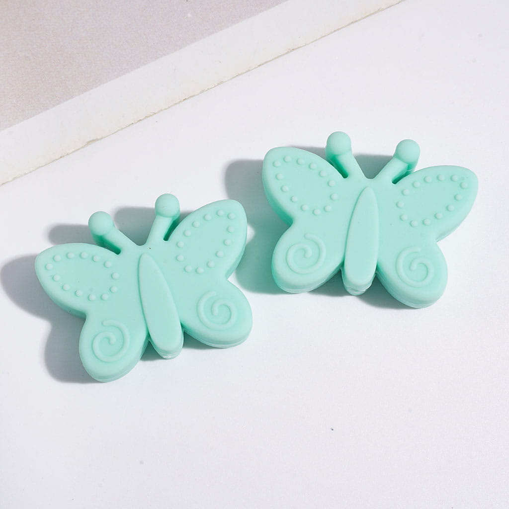 Silicone Beads Butterfly with Opening Wings, Multi-Color, 22*29MM