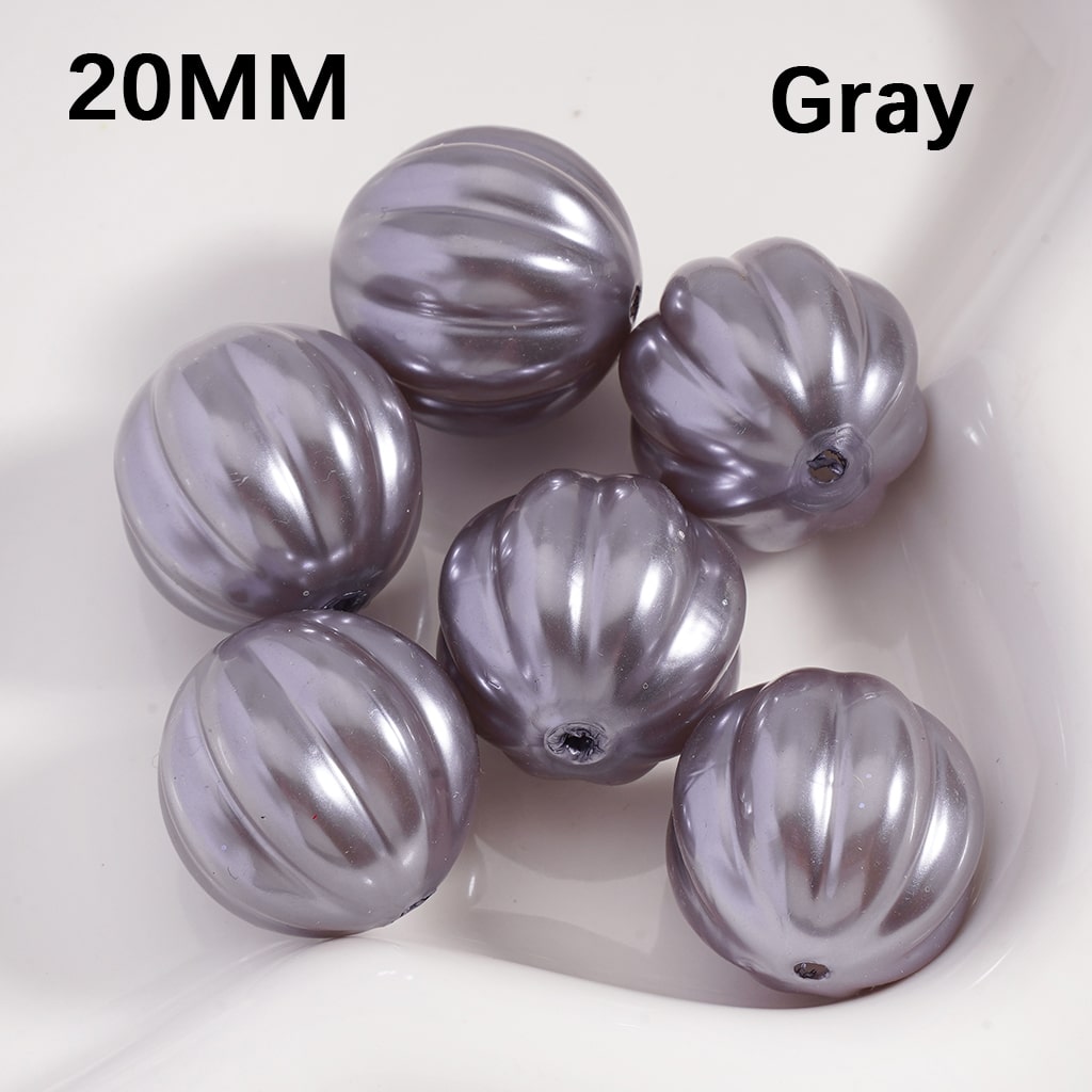 Pumpkin Stripe Pattern Shiny Acrylic Beads 20MM Multi Color (Single Color is available for 125pcs(whole bag) Only)