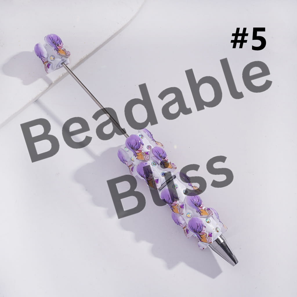 Beadable Clay Pens with Boy Band Series, AB Rhinestones and White Pearl