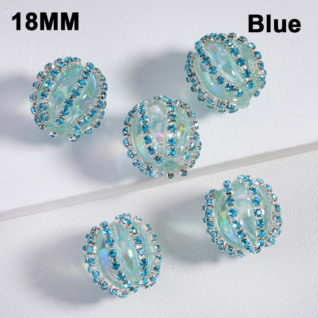 UV Coated with Shiny Rhinestone Chains Multi Color Translucent Acrylic Beads 18MM