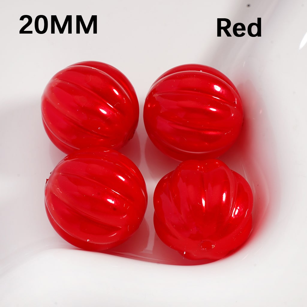 Pumpkin Stripe Pattern Shiny Acrylic Beads 20MM Multi Color (Single Color is available for 125pcs(whole bag) Only)