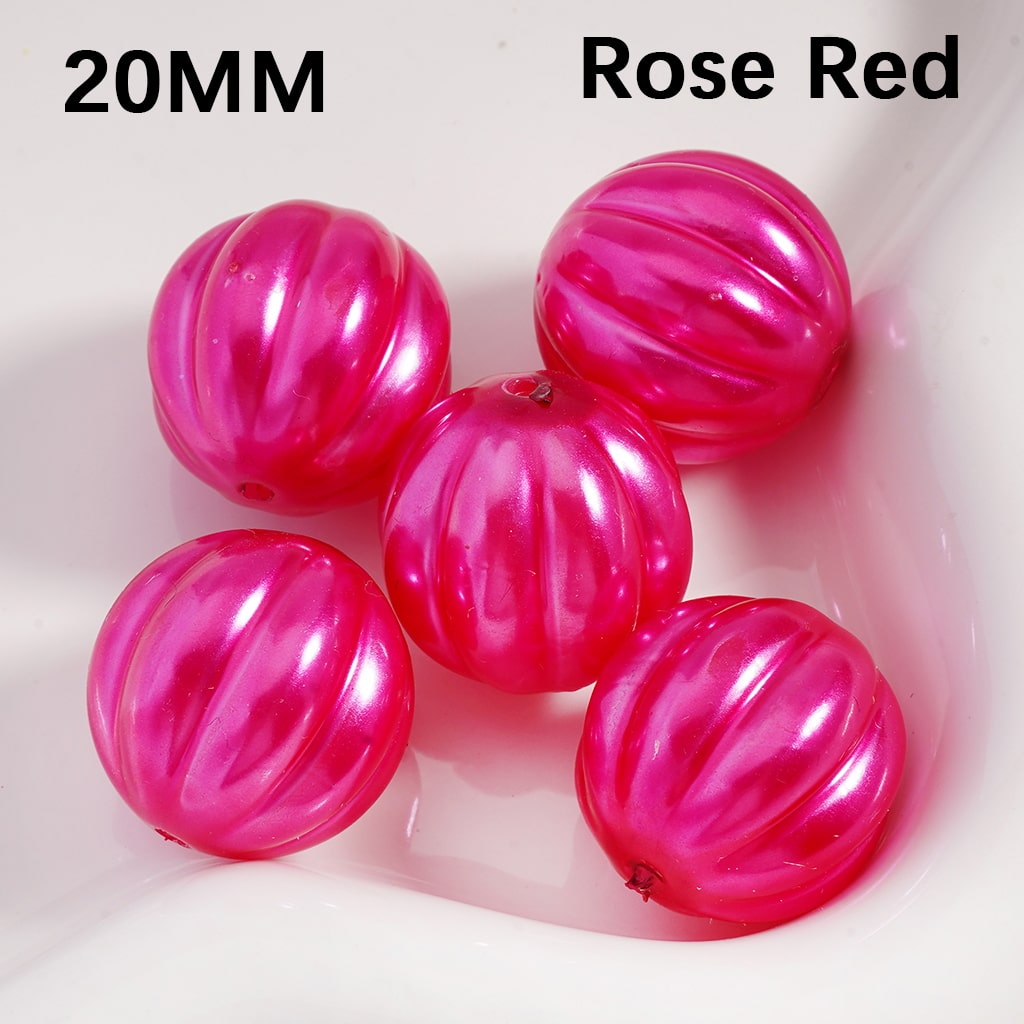 Pumpkin Stripe Pattern Shiny Acrylic Beads 20MM Multi Color (Single Color is available for 125pcs(whole bag) Only)