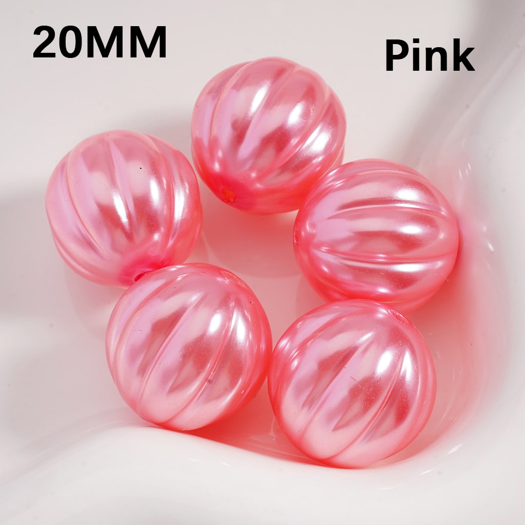 Pumpkin Stripe Pattern Shiny Acrylic Beads 20MM Multi Color (Single Color is available for 125pcs(whole bag) Only)