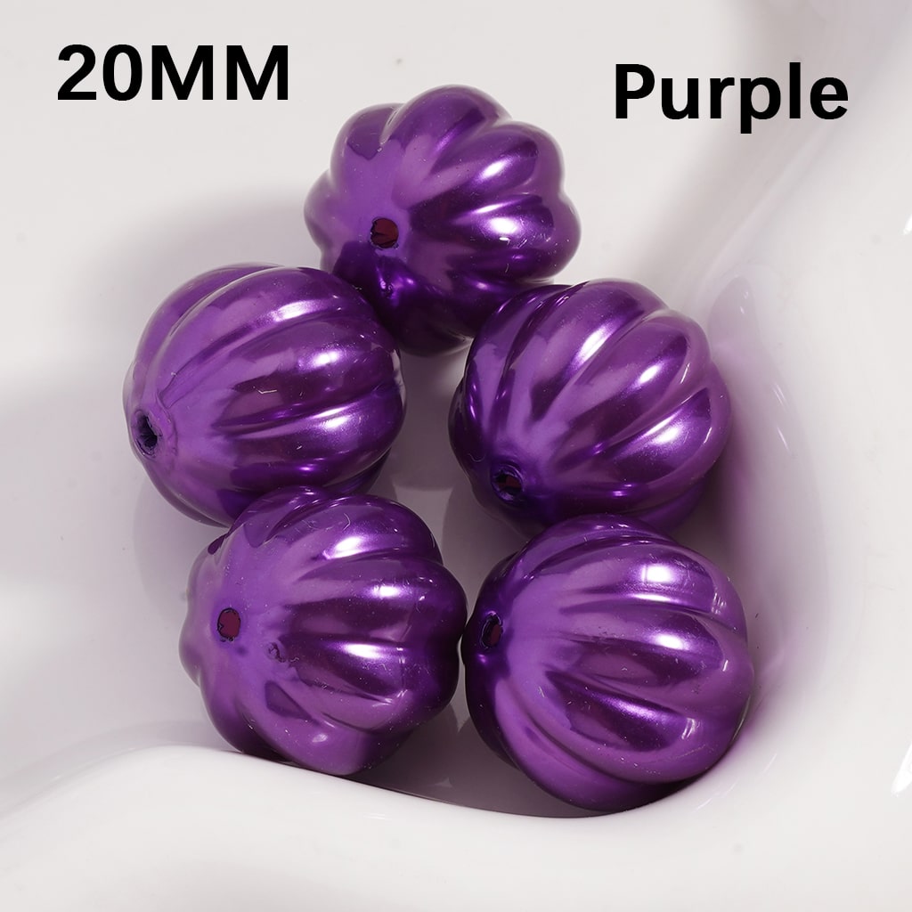 Pumpkin Stripe Pattern Shiny Acrylic Beads 20MM Multi Color (Single Color is available for 125pcs(whole bag) Only)