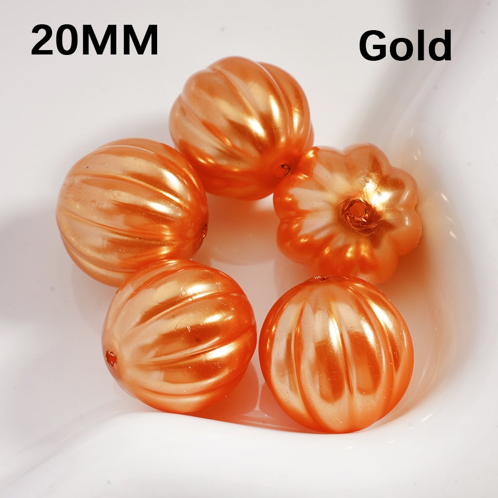 Pumpkin Stripe Pattern Shiny Acrylic Beads 20MM Multi Color (Single Color is available for 125pcs(whole bag) Only)
