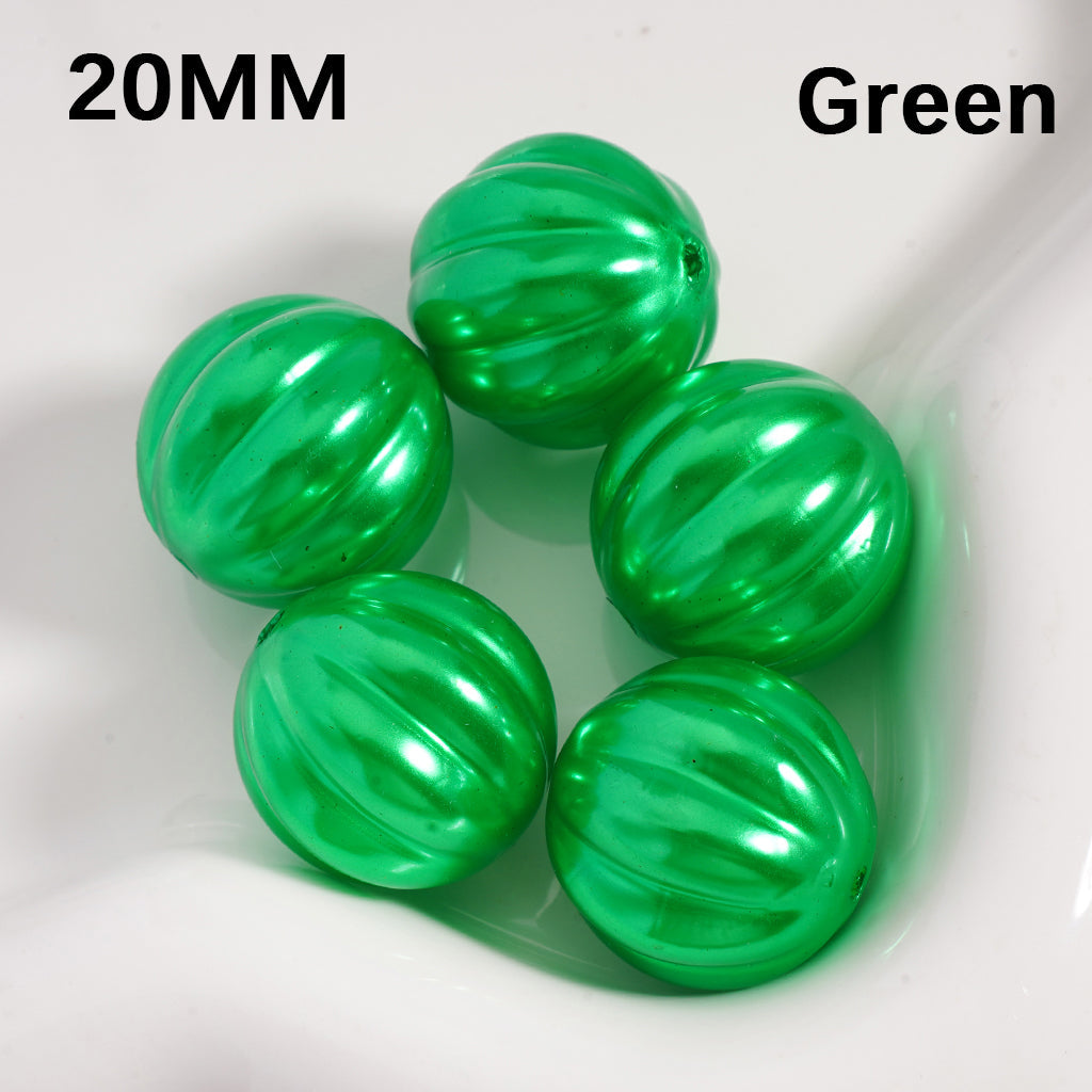 Pumpkin Stripe Pattern Shiny Acrylic Beads 20MM Multi Color (Single Color is available for 125pcs(whole bag) Only)