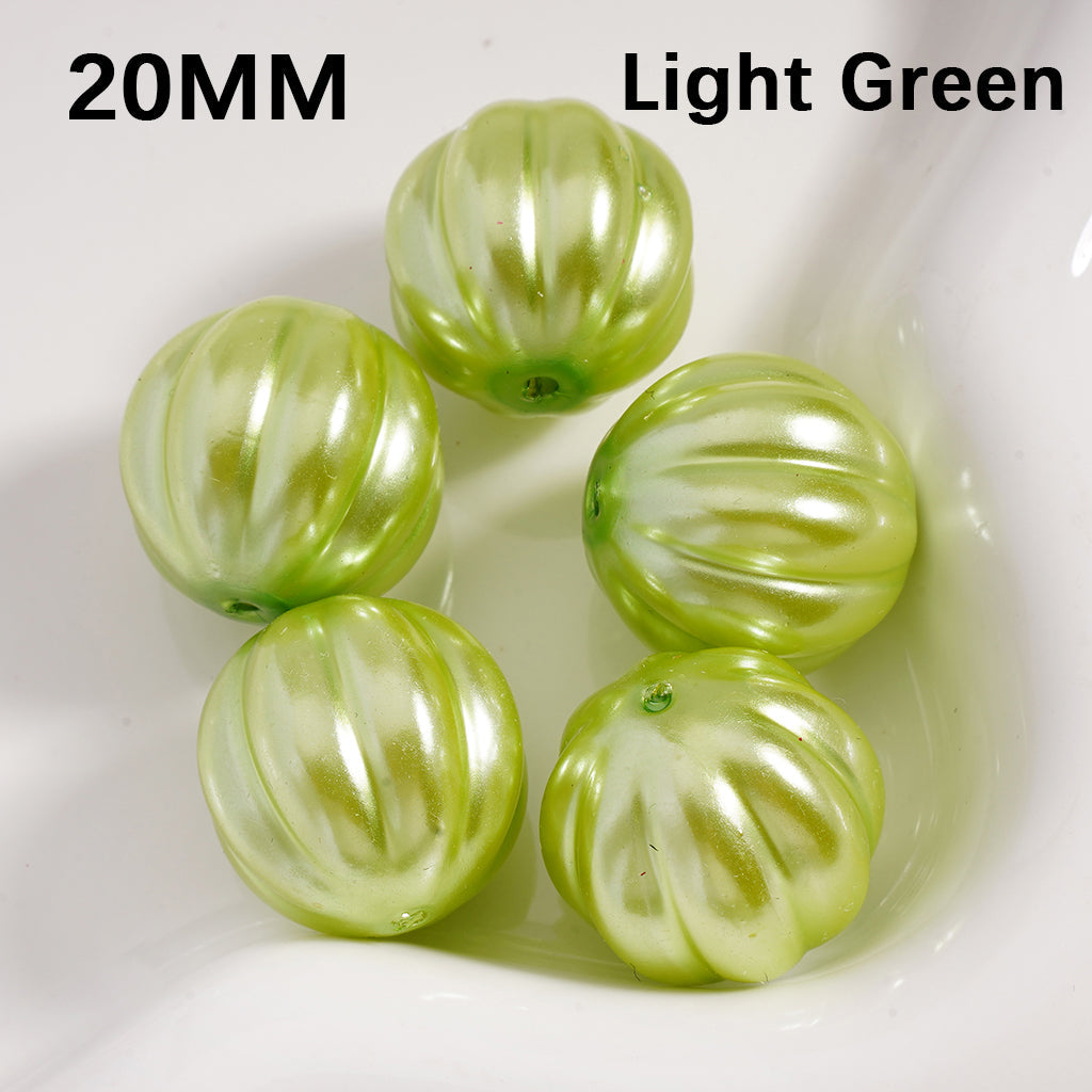 Pumpkin Stripe Pattern Shiny Acrylic Beads 20MM Multi Color (Single Color is available for 125pcs(whole bag) Only)