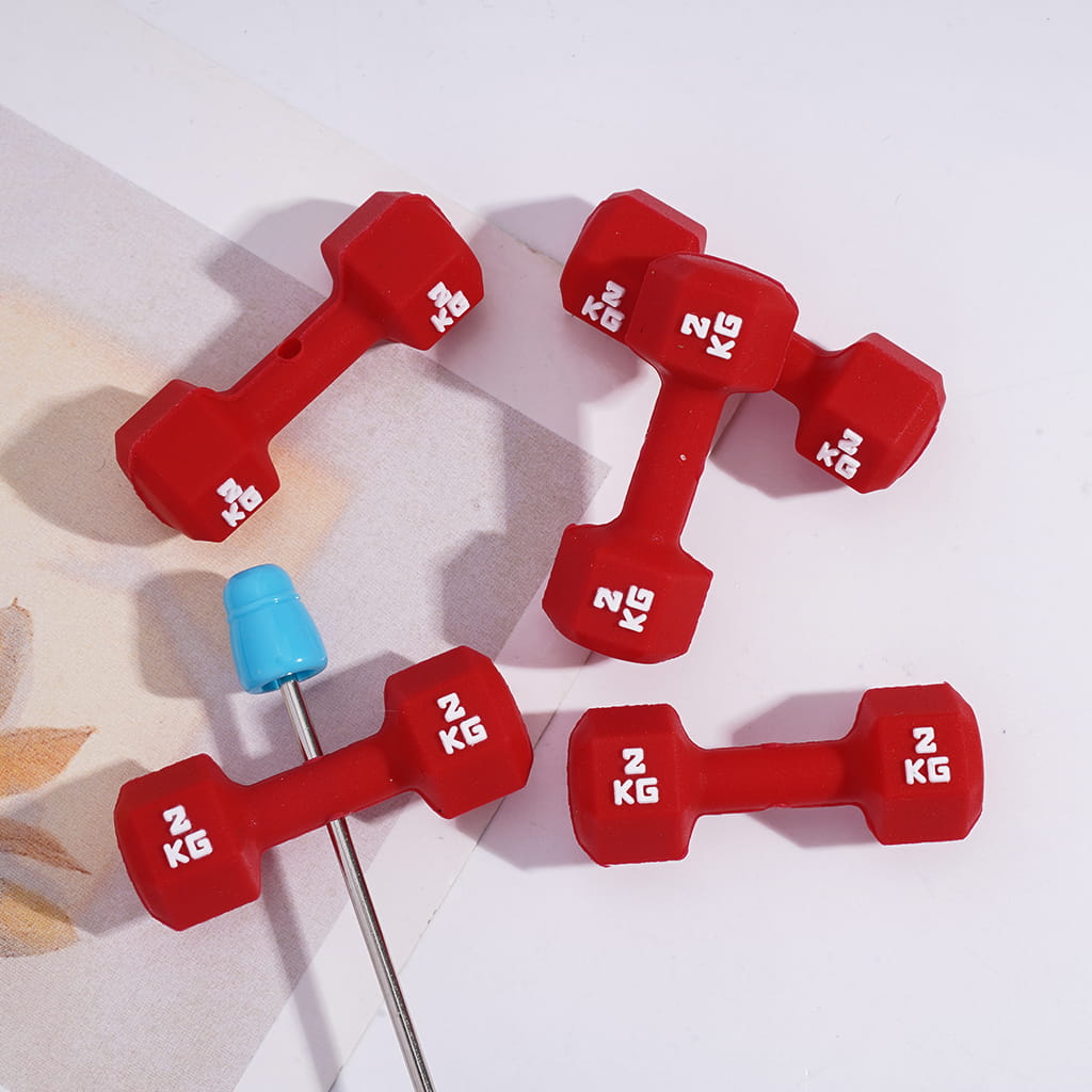 3D Sports Gym Equipment Theme Water Bottle Shape Silicone Focal Beads