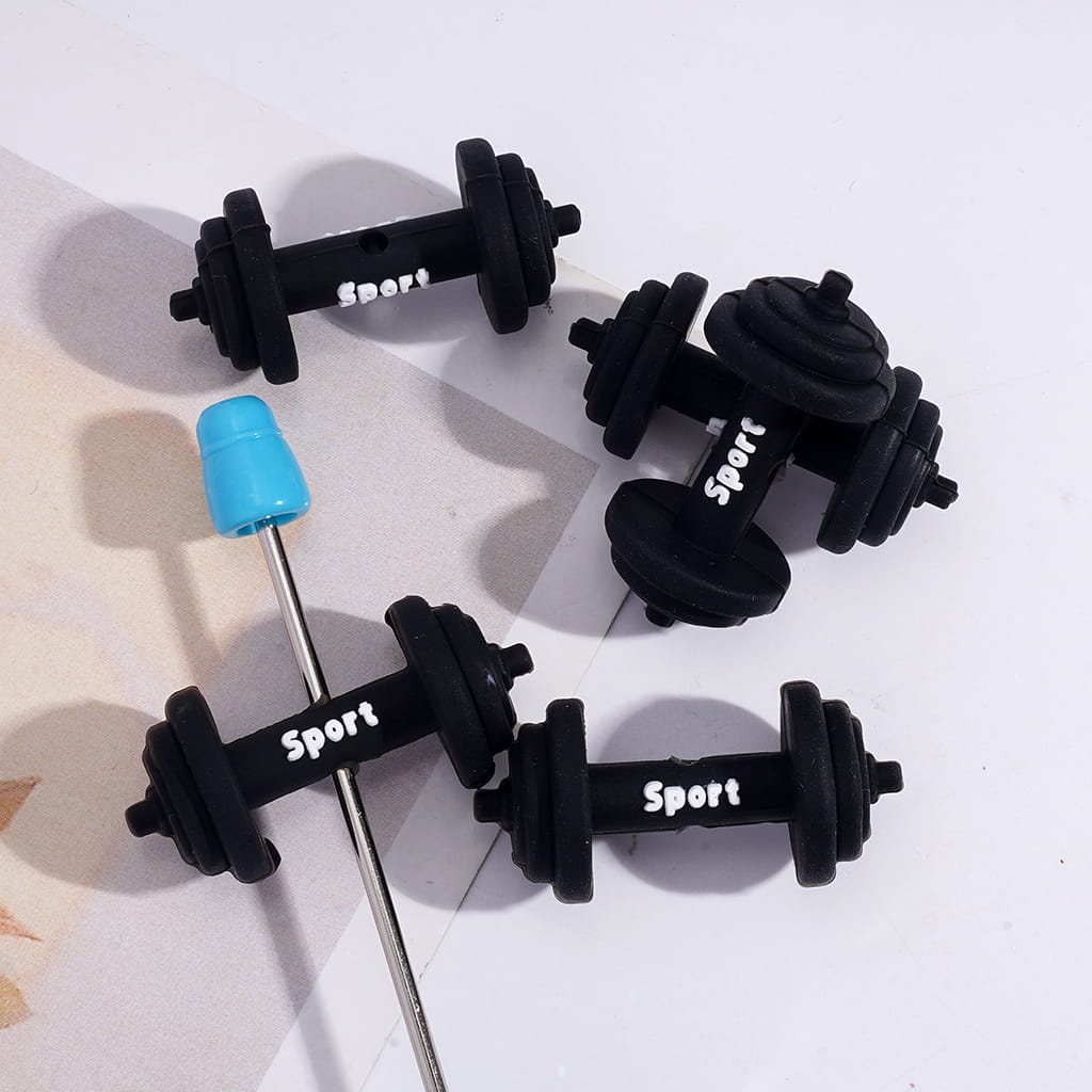 3D Sports Gym Equipment Theme Water Bottle Shape Silicone Focal Beads