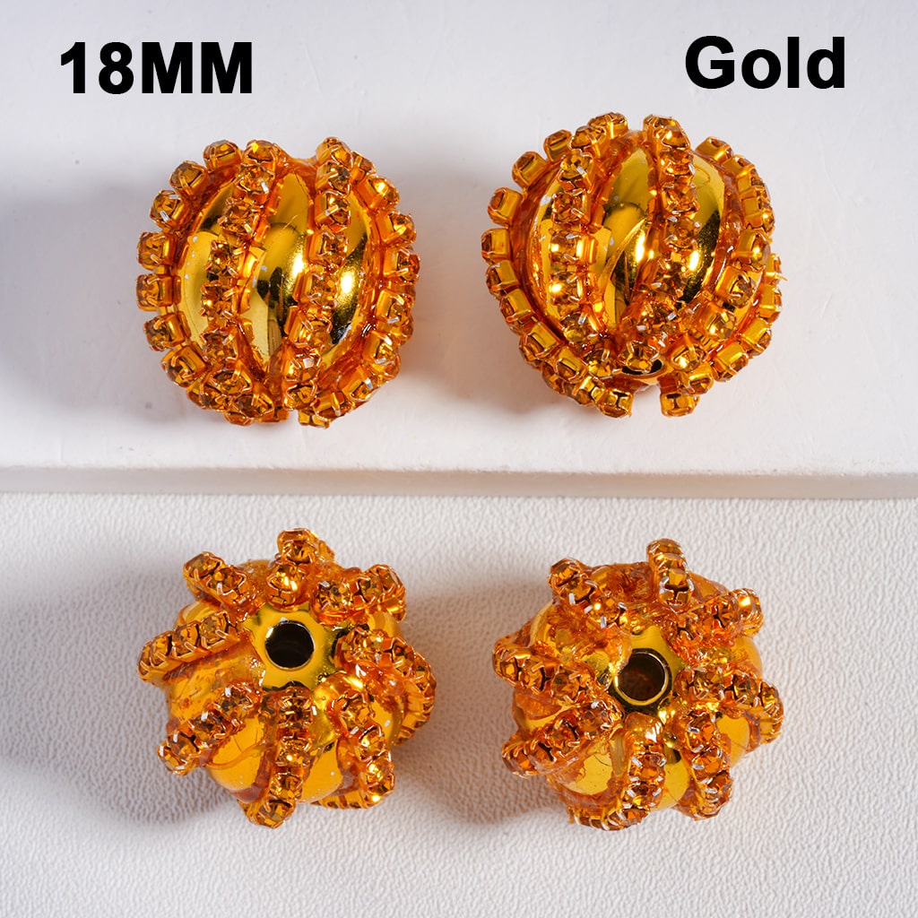 Christmas beads with Shiny Rhinestone Chains Metallic Colors Acrylic Beads 18MM