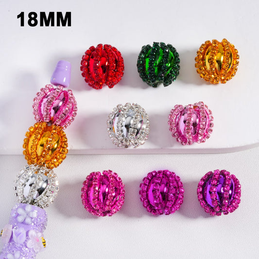 Christmas beads with Shiny Rhinestone Chains Metallic Colors Acrylic Beads 18MM