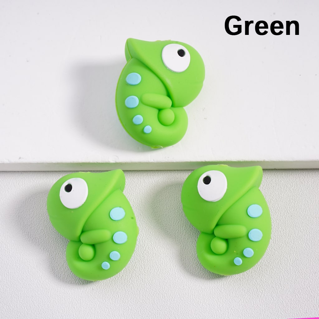 3D Cute Pink Axolotl Chameleon Silicone Focal Bead