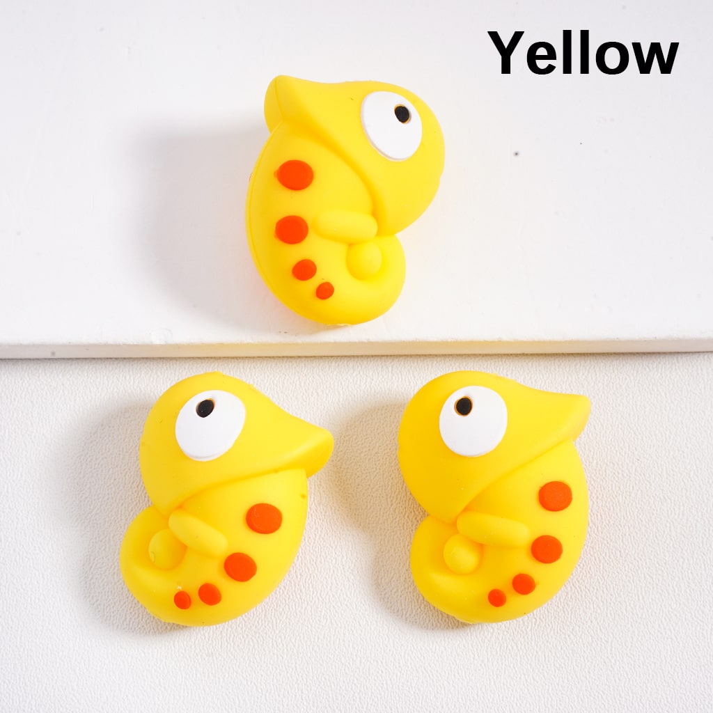 3D Cute Pink Axolotl Chameleon Silicone Focal Bead