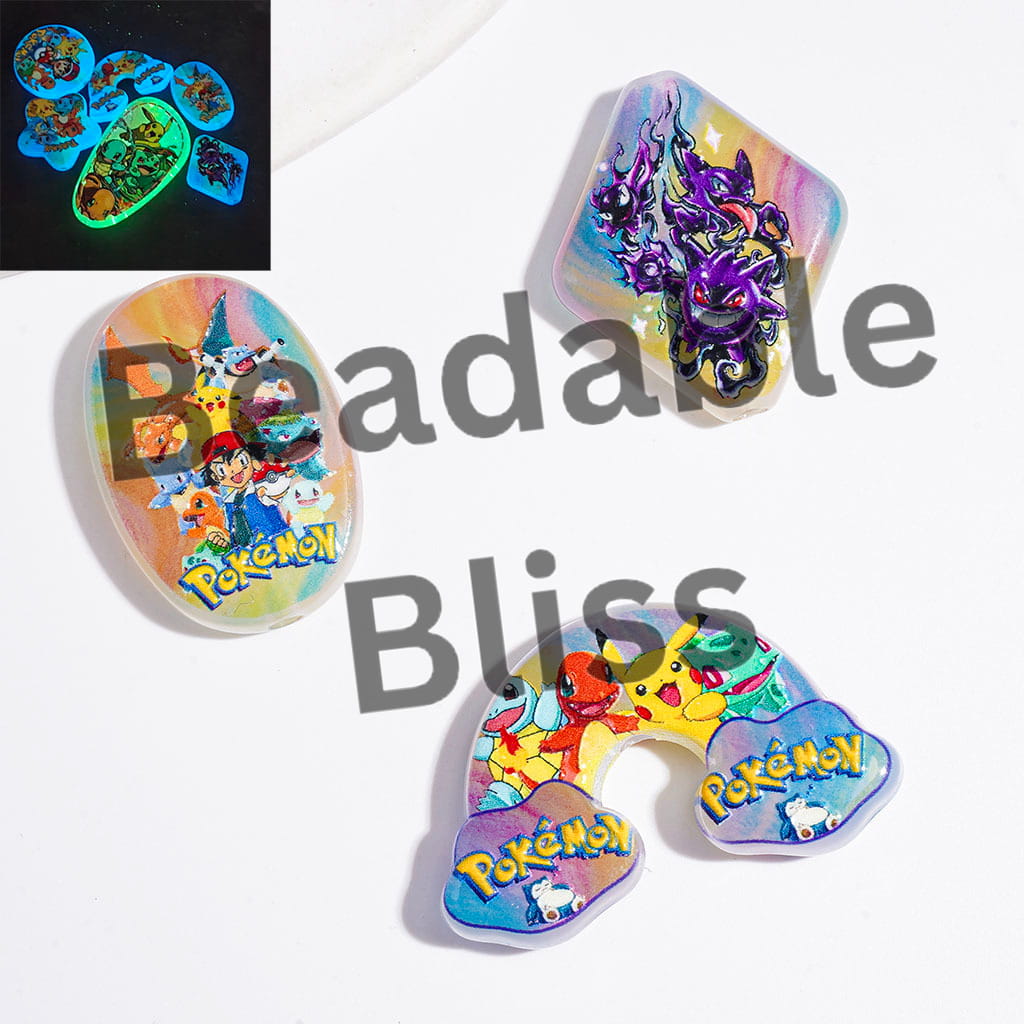 Acrylic Beads and Pendants Luminous Small Monster Character Series, Random Mix