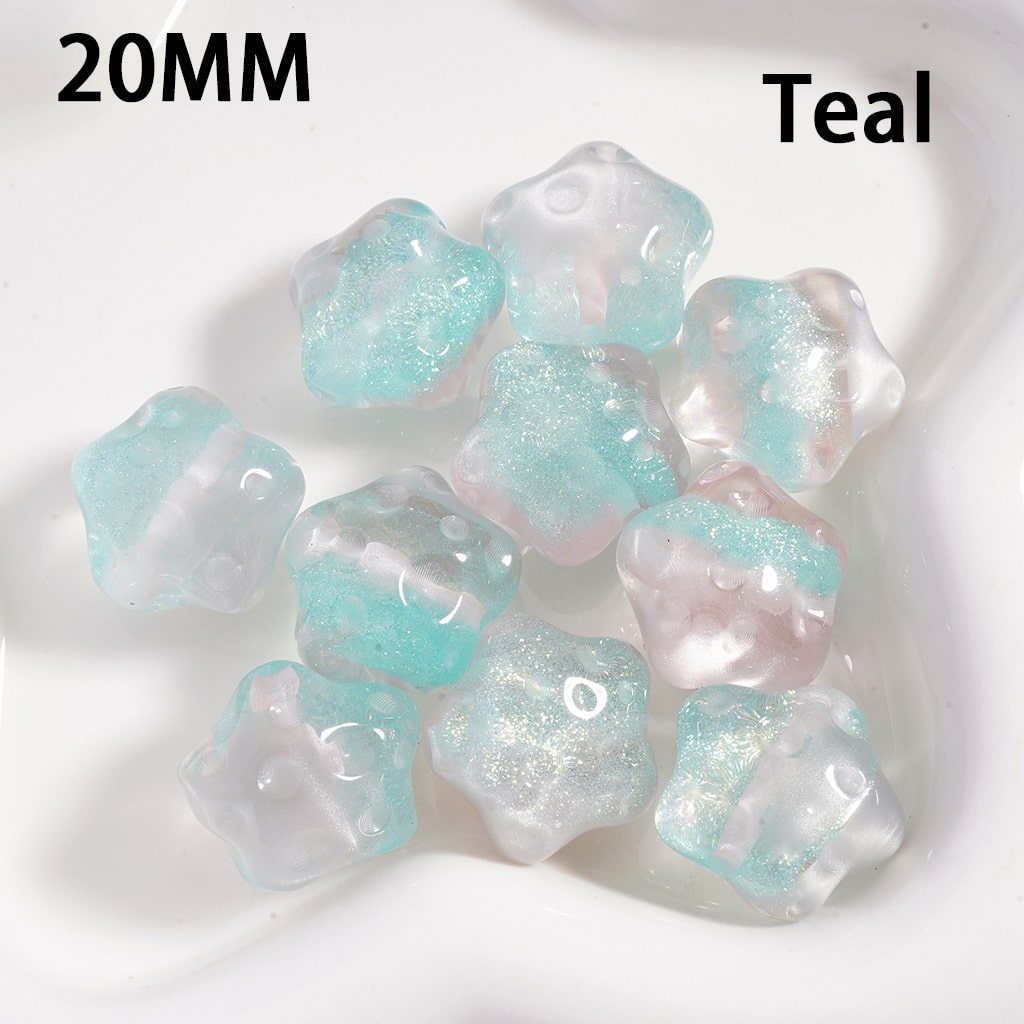 Star Shape with Meteor Crater Design Glitter Acrylic Beads  Double Color  20MM  Single Color Available in 100pcs Whole Bag Only