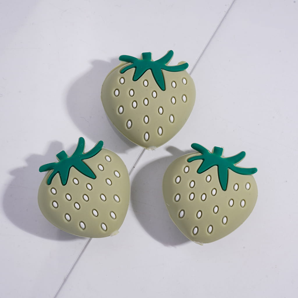 3D Plump Strawberry in Various Colors Silicone Focal Beads