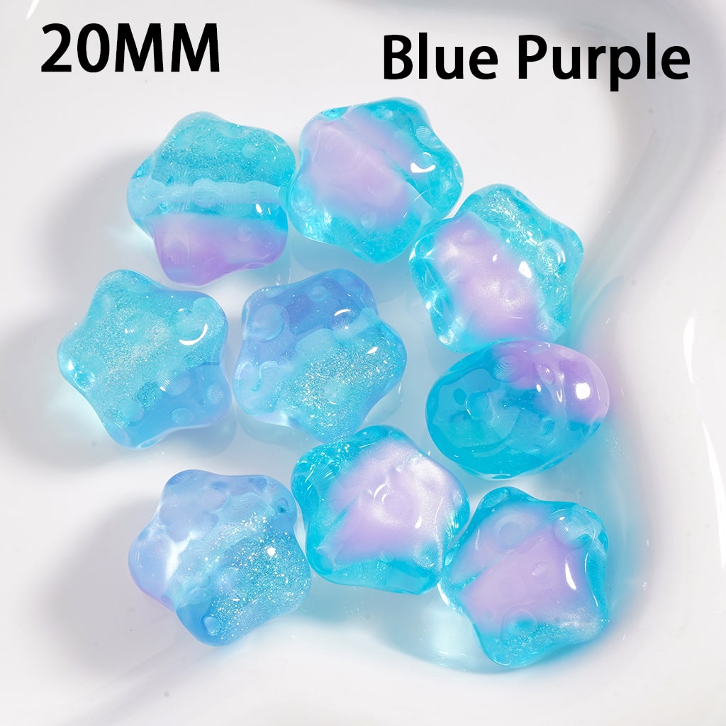 Star Shape with Meteor Crater Design Glitter Acrylic Beads  Double Color  20MM  Single Color Available in 100pcs Whole Bag Only