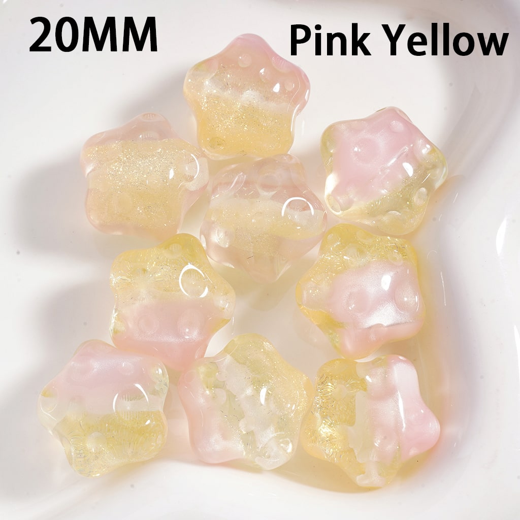 Star Shape with Meteor Crater Design Glitter Acrylic Beads  Double Color  20MM  Single Color Available in 100pcs Whole Bag Only