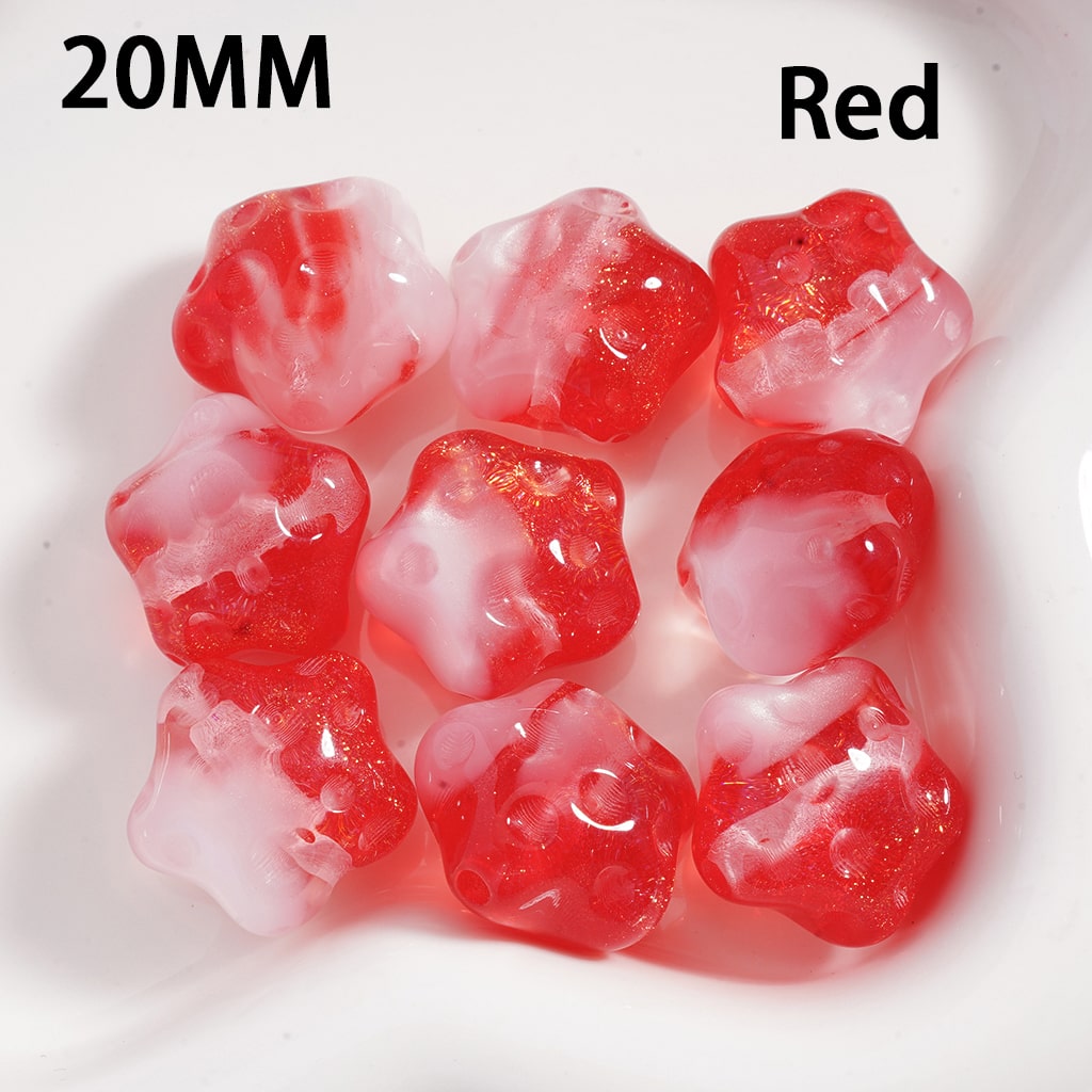 Star Shape with Meteor Crater Design Glitter Acrylic Beads  Double Color  20MM  Single Color Available in 100pcs Whole Bag Only